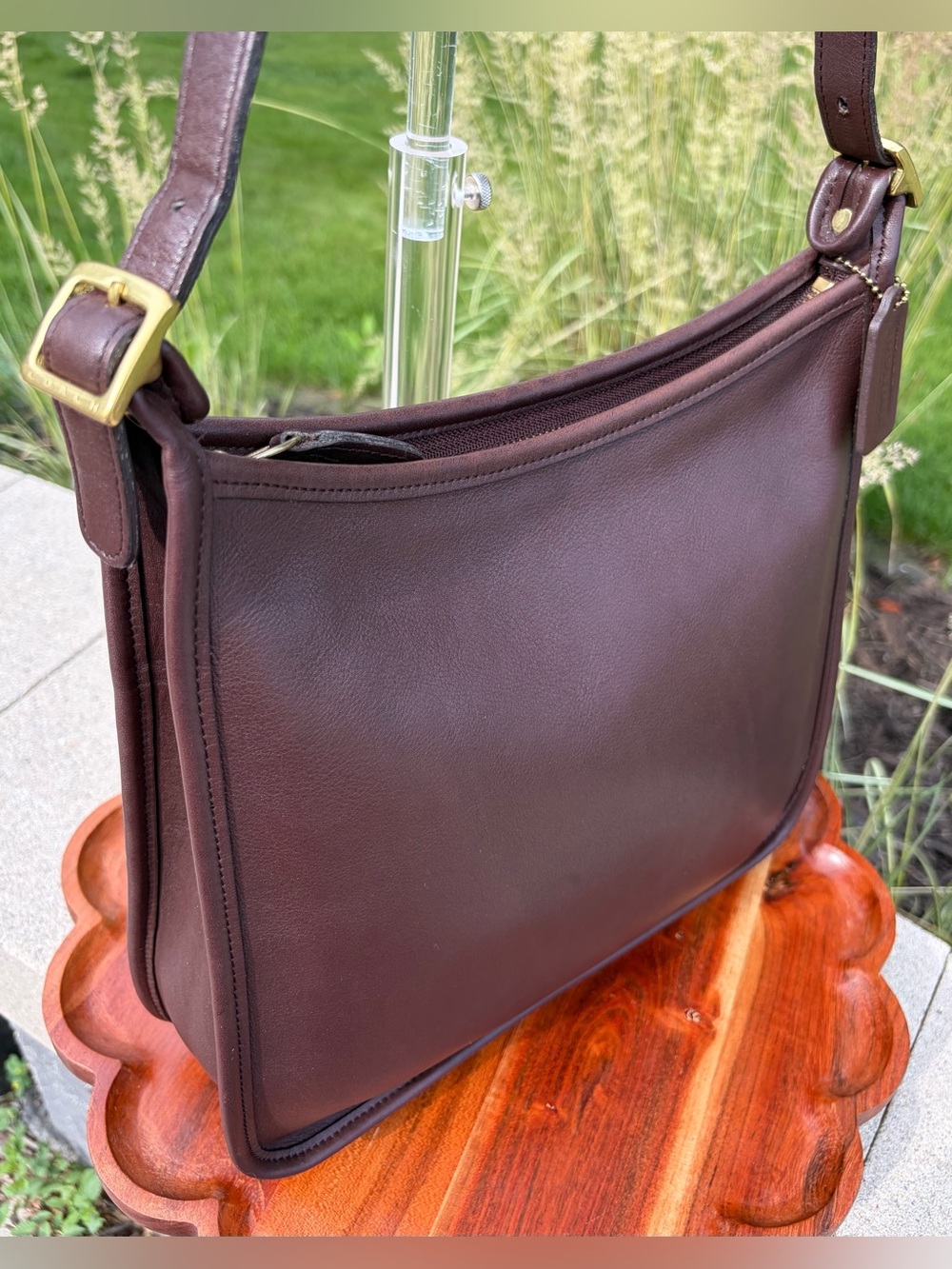 Vintage COACH Andrea Slim Mahogany Leather Hobo Shoulder Bag Rare 9073 - Picture 6 of 17